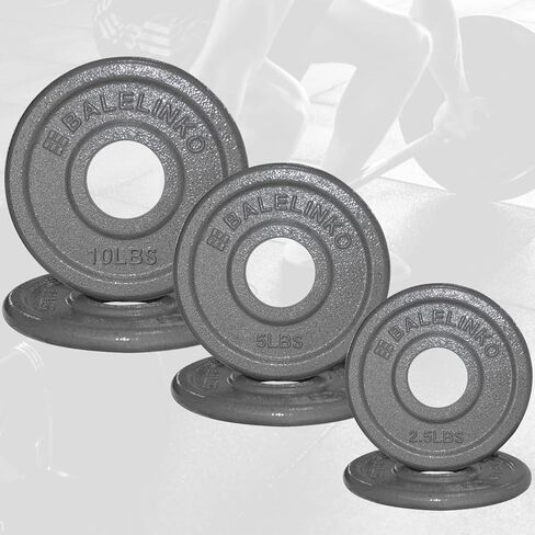 لوحة وزن من الحديد الزهر مقاس 2 بوصة من Balelinko لتدريبات القوة ورفع الأثقال وتمارين كروس فيت، مجموعة من قطعتين، 10 رطل، رمادي in Kuwait