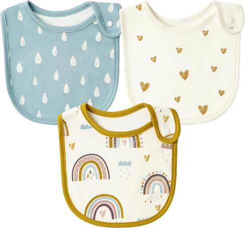 2ooya Cotton Unisex Baby Bibs - Rainbow Pattern Newborn Food Bibs Infant Drooling Feeding Bibs with Resin Buttons Toddler Absorbable Bib Set Baby Gift Photo Props for Baby Boy Girl (6-12 months) in Saudi Arabia
