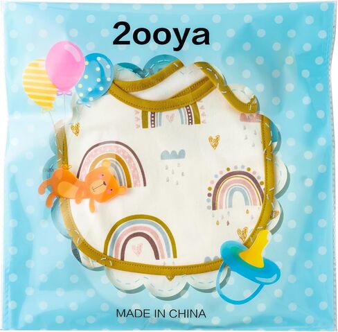 2ooya Cotton Unisex Baby Bibs - Rainbow Pattern Newborn Food Bibs Infant Drooling Feeding Bibs with Resin Buttons Toddler Absorbable Bib Set Baby Gift Photo Props for Baby Boy Girl (6-12 months) in Saudi Arabia
