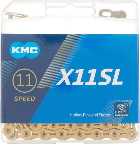 KMC X11 Chain 11-Speed, SL-Series Gold, Mountain Bike/Road/Gravel 11 Speed Chain: Shimano, SRAM, Campagnolo Compatible. Missing Link Included in Saudi Arabia