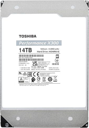محرك الأقراص الصلبة الداخلي Toshiba X300 14 تيرابايت للأداء والألعاب 3.5 بوصة - CMR SATA 6 جيجابايت/ثانية 7200 دورة في الدقيقة وذاكرة تخزين مؤقت 512 ميجابايت - HDWR51EXZSTA in Kuwait