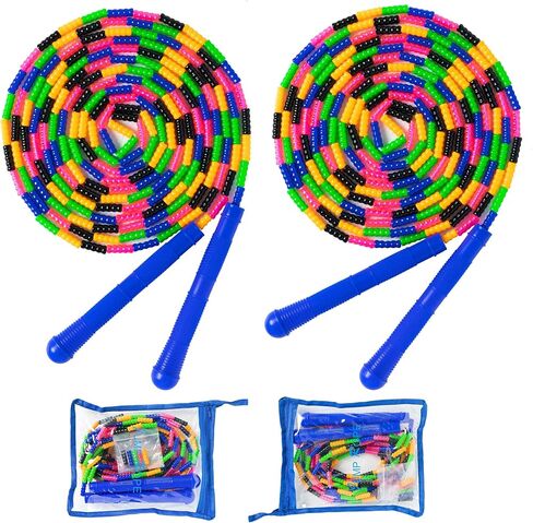 Hipeakboo Double Dutch Jump Rope 16 Ft 2 Pack Long Jump Rope Kids Adults Skipping Rope Soft Beaded Multiperson Jump Rope in Saudi Arabia