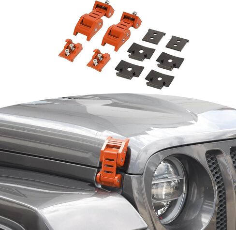 RT-TCZ for Wrangler Hood Latches Catch Kit Compatible with Jeep Wrangler JK JL Gladiator JT Orange Exterior Accessories 2pcs (3-Stripes) in Saudi Arabia