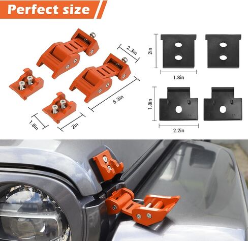 RT-TCZ for Wrangler Hood Latches Catch Kit Compatible with Jeep Wrangler JK JL Gladiator JT Orange Exterior Accessories 2pcs (3-Stripes) in Saudi Arabia