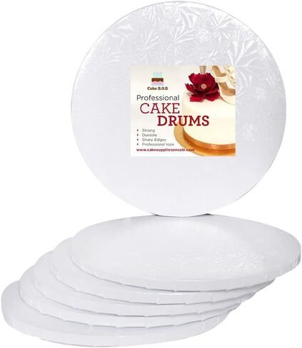 8 inch White Round Sturdy Cake Board Drums for Displaying Cakes, 1/2 inch Thick, (6-Pack) in Saudi Arabia
