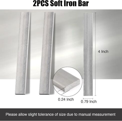 JECROISTOI Soft Iron Bar - 4" x 0.79" x 0.24", 2 PCS Soft Iron Rectangular Bar, Ideal Core for Making Electromagnets in Saudi Arabia