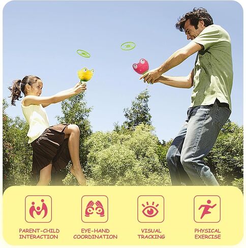 Fullware Outdoor Toys for Toddlers 3-5, 2 Pack & 12 Discs Flying Disc Launcher Toys for Kids, Outside Game Ages 4-8, Christmas Birthday Gifts for 3 4 5 6 7 Year Old (Red+Yellow) in Saudi Arabia