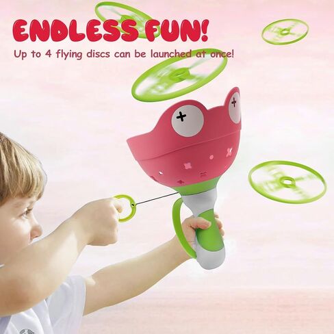Fullware Outdoor Toys for Toddlers 3-5, 2 Pack & 12 Discs Flying Disc Launcher Toys for Kids, Outside Game Ages 4-8, Christmas Birthday Gifts for 3 4 5 6 7 Year Old (Red+Yellow) in Saudi Arabia
