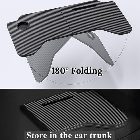 لمكتب السيارة المنسوج من ألياف الكربون القابل للطي طراز Tesla Model 3/Y، طاولة طعام محمولة متعددة الأغراض لتناول الطعام والعمل في السيارة، مكتب الكمبيوتر المحمول في السيارة، صينية من ألياف الكربون، طاولة سفر للسيارة in Kuwait