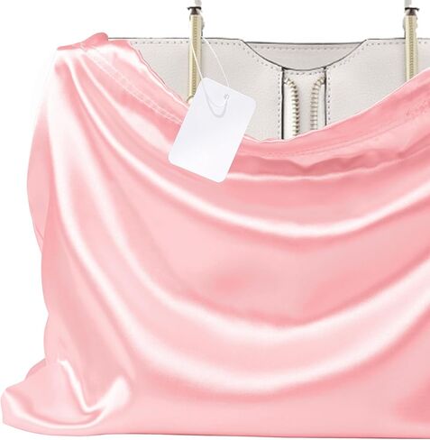 P Pothuiny 2 قطعة من أكياس الغبار الساتان لحقائب اليد، حقائب برباط حريري وردي مقاوم للغبار، حقيبة تخزين كبيرة للسفر للمحافظ والأحذية (23.6 × 19.6 بوصة + 15.7 × 19.6 بوصة) in Kuwait