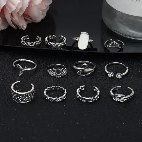 NEWITIN 36 قطعة قابل للتعديل خواتم اصبع القدم للنساء المفتوحة اصبع القدم خواتم قابل للتعديل الفرقة خواتم الفضة اصبع القدم إصبع الذيل الدائري الصيف الشاطئ مجوهرات القدم للنساء الفتيات in Kuwait