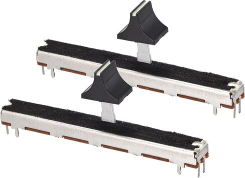 uxcell Fader Variable Resistors Mixer 75mm Straight Slide Potentiometer B10K Ohm White Black Knobs 2pcs in Saudi Arabia