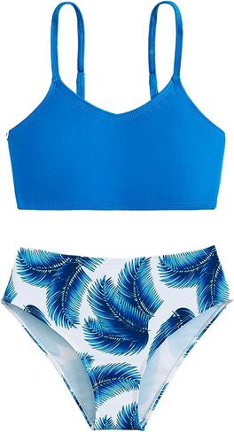 OYOANGLE Girls' 2 Piece Print Swimsuit Sleeveless Bikini Set Summer Swimwear Bathing Suit in Saudi Arabia