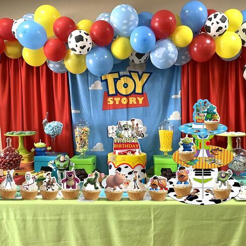 26PCS Toy Inspired Story Cupcake Stand with Cupcake Toppers,Toy Inspired Story Birthday Party Decoration for Kids Birthday Party Baby Shower Supplies Cake Cupcake Decoration in Kuwait