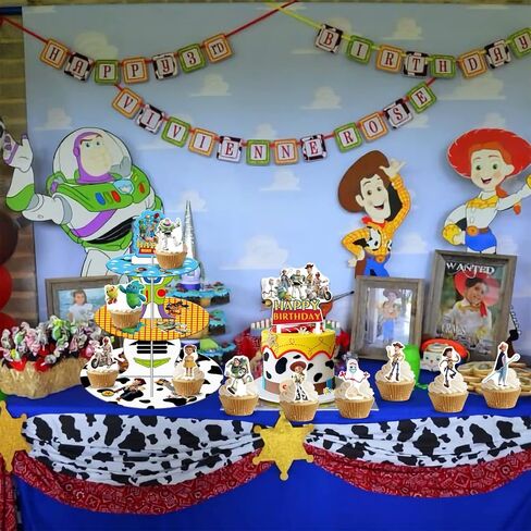 26PCS Toy Inspired Story Cupcake Stand with Cupcake Toppers,Toy Inspired Story Birthday Party Decoration for Kids Birthday Party Baby Shower Supplies Cake Cupcake Decoration in Kuwait