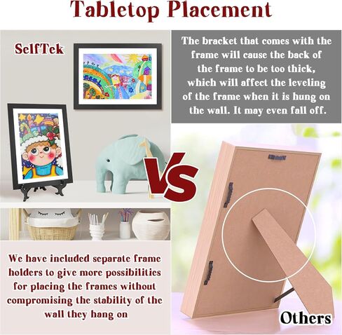 SelfTek 2 حزمة من إطارات الأعمال الفنية للأطفال قابلة للتغيير، إطار فني للأطفال مقاس 13 × 10 مع حامل، إطارات فتح أمامية لعرض الأعمال الفنية للأطفال وتخزينها تحمل 150 حرفة، لرسومات الأطفال والمشروعات الفنية، أسود in Kuwait