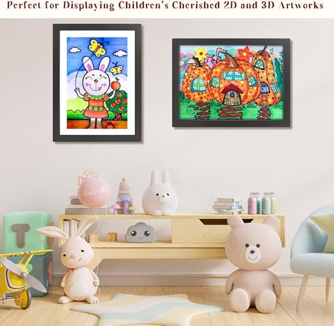 SelfTek 2 حزمة من إطارات الأعمال الفنية للأطفال قابلة للتغيير، إطار فني للأطفال مقاس 13 × 10 مع حامل، إطارات فتح أمامية لعرض الأعمال الفنية للأطفال وتخزينها تحمل 150 حرفة، لرسومات الأطفال والمشروعات الفنية، أسود in Kuwait