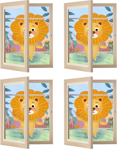 SANGMUCEN 4 إطارات فنية للأطفال مقاس 10 × 12.5 بوصة، فتحة أمامية مقاس 8.5 × 11 بوصة إطار وتخزين يحمل 150، إطارات عمل فنية للأطفال قابلة للتغيير للأعمال الفنية للأطفال، والمشروعات الفنية للأطفال، وديكور الحائط، طبيعي ZXK007N in Kuwait