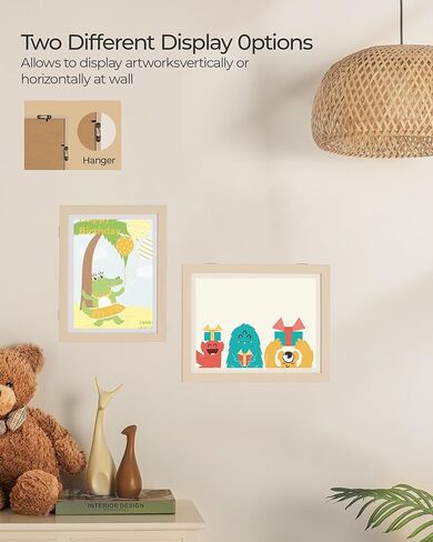 SANGMUCEN 4 إطارات فنية للأطفال مقاس 10 × 12.5 بوصة، فتحة أمامية مقاس 8.5 × 11 بوصة إطار وتخزين يحمل 150، إطارات عمل فنية للأطفال قابلة للتغيير للأعمال الفنية للأطفال، والمشروعات الفنية للأطفال، وديكور الحائط، طبيعي ZXK007N in Kuwait
