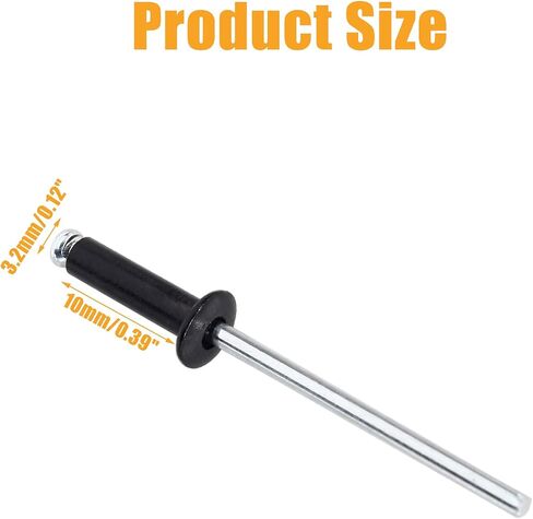 Yoohey 1/8" x 1/4" Pop Rivets Kit Aluminum Rivets Kit,100Pcs Black Blind Rivets Metal Rivets for DIY Home Uses in Saudi Arabia