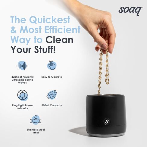 Soaq Ultrasonic Cleaner for Jewelry, Rings, Retainers, Aligners, Dental Appliances and More! (Slate Grey) in Saudi Arabia