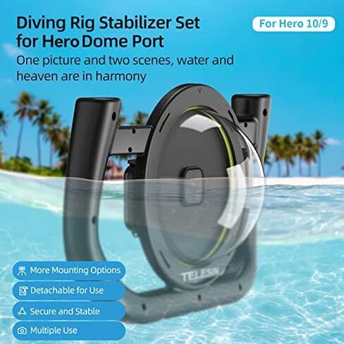 TELESIN 6''Dome Port Camera Lens غطاء شفاف لـ GoPro Hero 7 Black، Hero 6 Hero 5 Black Hero 2018، مع غطاء مبيت مقاوم للماء مسدس الزناد قبضة اليد العائمة، ملحقات الغوص تحت الماء in Kuwait