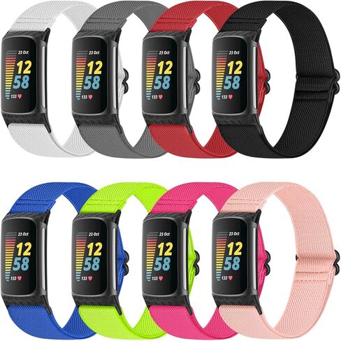 أربطة مطاطية ShuYo متوافقة مع Fitbit Charge 5، أشرطة معصم بديلة قابلة للتنفس من النايلون قابلة للتعديل لـ Fitbit Charge 5 للنساء والرجال (8 عبوات) in Saudi Arabia