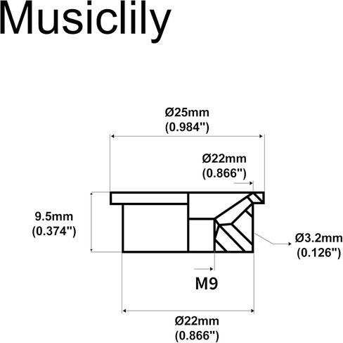 Musiclily Pro Metric 9mm Steel Guitar Jack Plate Electrosocket Jackplate for Import Tele/Telecaster Electric Guitar, Black in Saudi Arabia