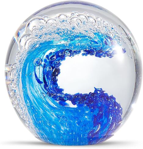 EUSTUMA Hand Blown Glass Ocean Waves Sculpture, Paperweight, Home Decor, Aquarium Decor, Art Deco in Saudi Arabia