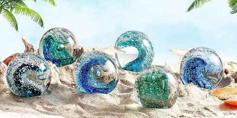 EUSTUMA Hand Blown Glass Ocean Waves Sculpture, Paperweight, Home Decor, Aquarium Decor, Art Deco in Saudi Arabia
