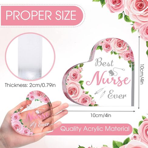 Pinkunn Nurse Appreciation Gift for Women Best Nurse Ever Keepsake and Paperweight Nurse Gift for Nurses Nursing Student Practitioner Graduation Nurses Day Nurse Table Centerpiece (Pink Rose) in Saudi Arabia