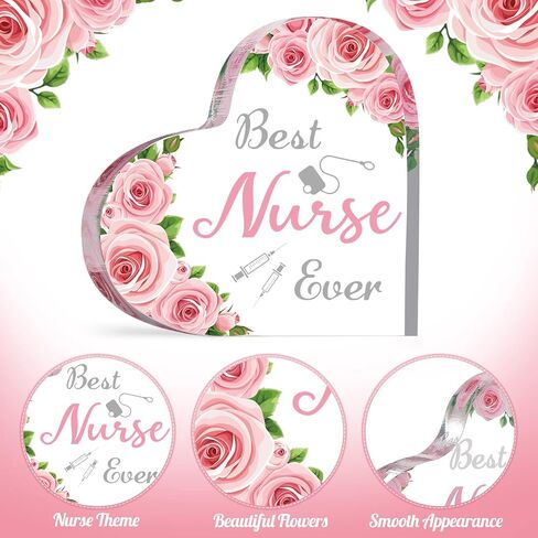 Pinkunn Nurse Appreciation Gift for Women Best Nurse Ever Keepsake and Paperweight Nurse Gift for Nurses Nursing Student Practitioner Graduation Nurses Day Nurse Table Centerpiece (Pink Rose) in Saudi Arabia