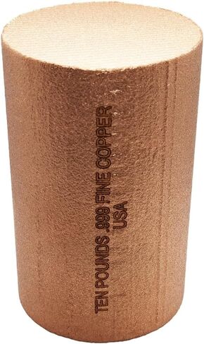 10 Pound lb (160 oz) Cast Copper Bar Cylinder Paperweight Copperhead Bullion Design .999 Fine Bullion Ingot (Element Design) in Saudi Arabia