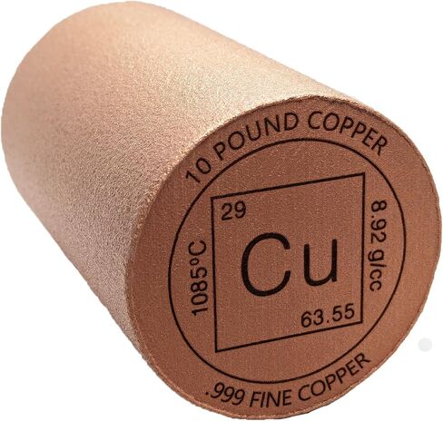 10 Pound lb (160 oz) Cast Copper Bar Cylinder Paperweight Copperhead Bullion Design .999 Fine Bullion Ingot (Element Design) in Saudi Arabia