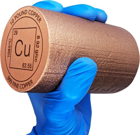 10 Pound lb (160 oz) Cast Copper Bar Cylinder Paperweight Copperhead Bullion Design .999 Fine Bullion Ingot (Element Design) in Saudi Arabia