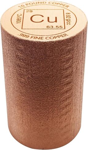 10 Pound lb (160 oz) Cast Copper Bar Cylinder Paperweight Copperhead Bullion Design .999 Fine Bullion Ingot (Element Design) in Saudi Arabia