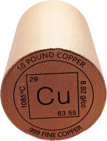 10 Pound lb (160 oz) Cast Copper Bar Cylinder Paperweight Copperhead Bullion Design .999 Fine Bullion Ingot (Element Design) in Saudi Arabia