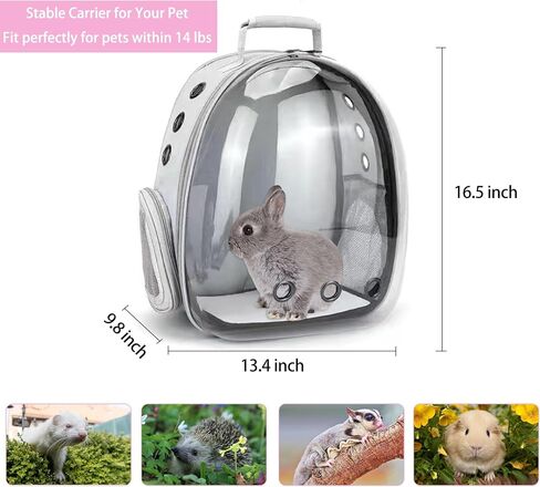 CUTENNIOU Small Pet Carrier Backpack Rabbit Carrier with Harness Vest Stretchy Elastic Leash Large Breathable Pet Carrier Airline Approved for Bunny Guinea Pig Ferret Hedgehog Kitten Travel Walking in Saudi Arabia
