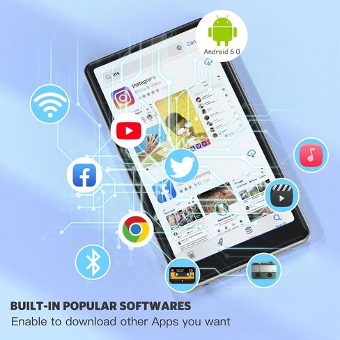 مشغل MP3 AGPTEK مقاس 5 بوصة مع بلوتوث وواي فاي، شاشة لمس كاملة 16 جيجابايت مشغل MP4 مع سبوتيفي، تطبيقات مع مكبر صوت، راديو FM، سعة تصل إلى 128 جيجابايت in Kuwait