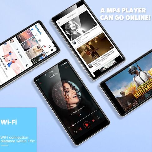 مشغل MP3 AGPTEK مقاس 5 بوصة مع بلوتوث وواي فاي، شاشة لمس كاملة 16 جيجابايت مشغل MP4 مع سبوتيفي، تطبيقات مع مكبر صوت، راديو FM، سعة تصل إلى 128 جيجابايت in Kuwait