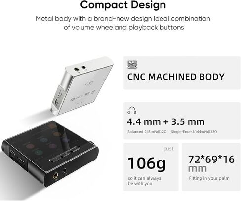 مشغل MP3 HiFi من SHANLING M1s، مشغل صوت رقمي ES903802M، مشغل MP3 بلوتوث محمول بدون فقدان مع شاشة لمس كاملة لعشاق الصوت (أسود) in Kuwait