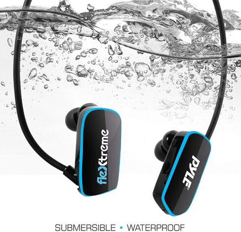 مشغل MP3 مقاوم للماء من Pyle - V2 Flextreme Sports يمكن ارتداؤها، مشغل موسيقى 8 جيجا بايت تحت الماء للسباحة والركض وصالة الألعاب الرياضية، سماعات رأس مرنة قابلة لإعادة الشحن، اتصال USB9 -PSWP14BK in Saudi Arabia
