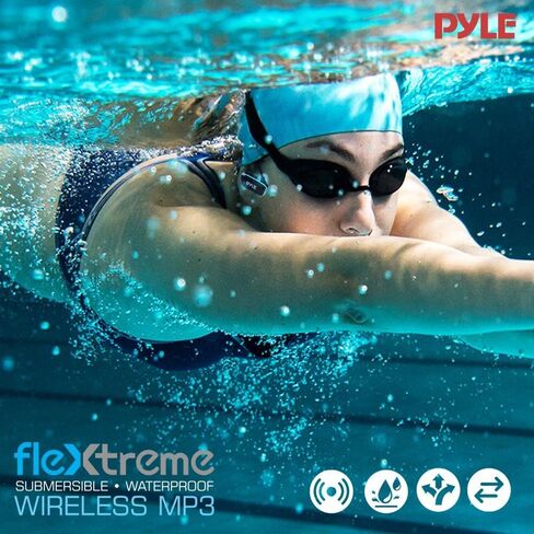 مشغل MP3 مقاوم للماء من Pyle - V2 Flextreme Sports يمكن ارتداؤها، مشغل موسيقى 8 جيجا بايت تحت الماء للسباحة والركض وصالة الألعاب الرياضية، سماعات رأس مرنة قابلة لإعادة الشحن، اتصال USB9 -PSWP14BK in Saudi Arabia