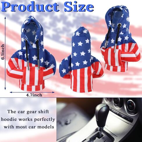 DECYOOL Gear Shift Hoodie، هوديي غطاء ناقل حركة السيارة، هوديي مقبض ناقل الحركة للسيارة، سترة مضحكة بغطاء رأس لتغيير التروس، الملحقات الداخلية للسيارات (لون العلم الأمريكي) in Kuwait