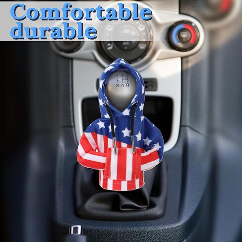 DECYOOL Gear Shift Hoodie، هوديي غطاء ناقل حركة السيارة، هوديي مقبض ناقل الحركة للسيارة، سترة مضحكة بغطاء رأس لتغيير التروس، الملحقات الداخلية للسيارات (لون العلم الأمريكي) in Kuwait
