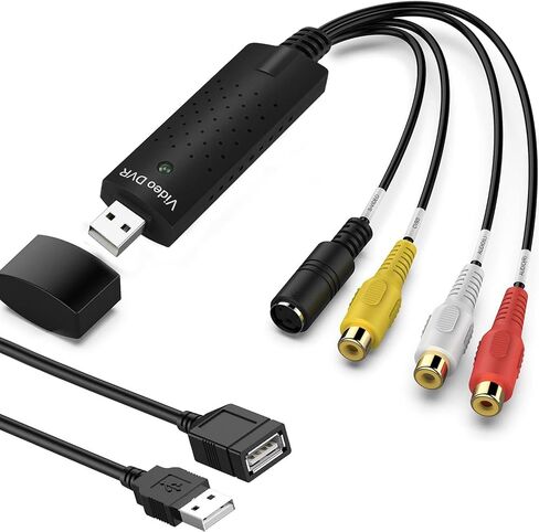 VHS إلى محول رقمي، بطاقة التقاط الفيديو USB 2.0، جهاز بطاقة التقاط الفيديو الصوتي - Hi8 DVD VCR Old VHS Mini DV إلى محول رقمي لأجهزة Mac، الكمبيوتر الشخصي، يدعم Windows Vista/XP/2000/10 / 8/7 /Android in Kuwait