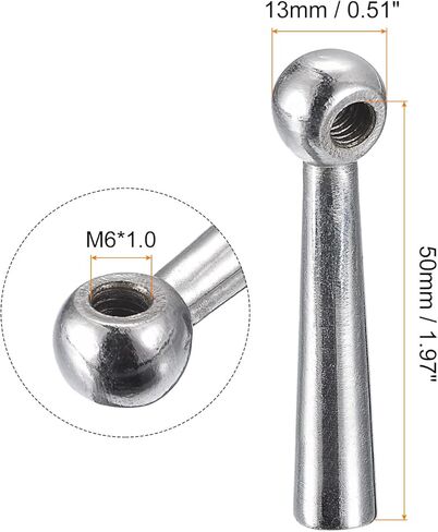 مقبض طاولة كروية لآلة الطحن من uxcell، 5 قطع M8 ملولبة 65 مم/2.56 بوصة طول مقبض طاولة كرنك كروي قطع غيار مقبض دوار لملحقات الصناعة in Kuwait