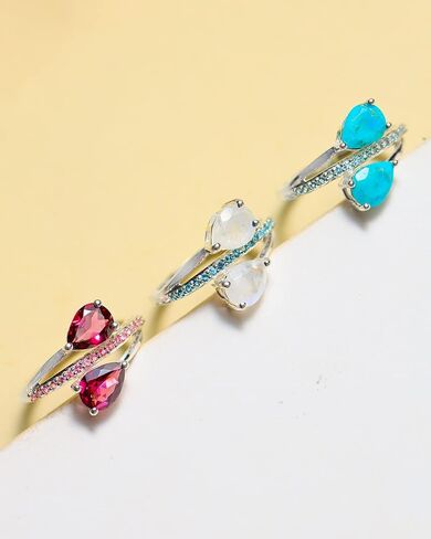 YoTreasure Moonstone London Blue Topaz Rhodolite Garnet TourmalineTurquoise Swiss Blue Topaz 925 Sterling Silver Engagement Ring Jewelry in Saudi Arabia