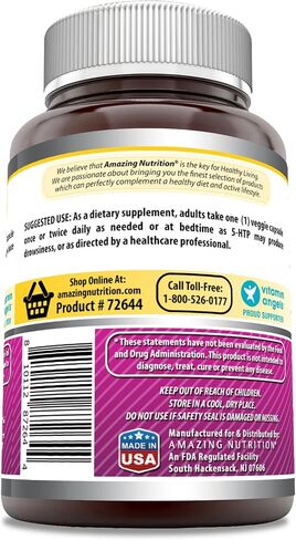 Amazing Formulas 5-HTP Hydroxytryptophan Supplement | 100 Mg | Griffonia Simplicifolia Seed Extract | Veggie Capsules | Non-GMO | Gluten Free | Made in USA (240 Count) in Saudi Arabia