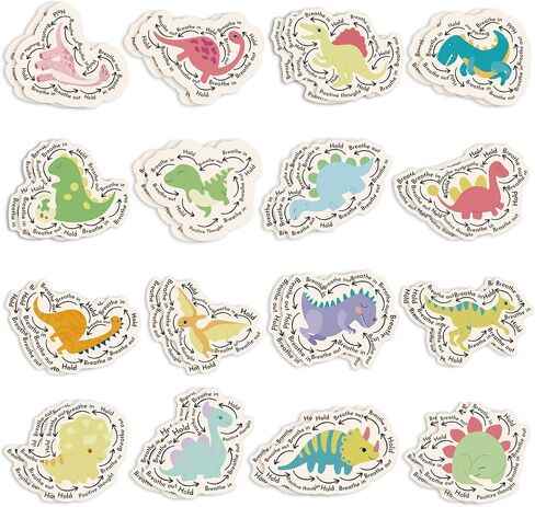 64 Pcs Dinosaur Anxiety Sensory Stickers with 2 Different Texture, Breathing Feature Calm Strips for School Counselor Supplies, Reusable Fidget Calming Stickers for Kids in Saudi Arabia